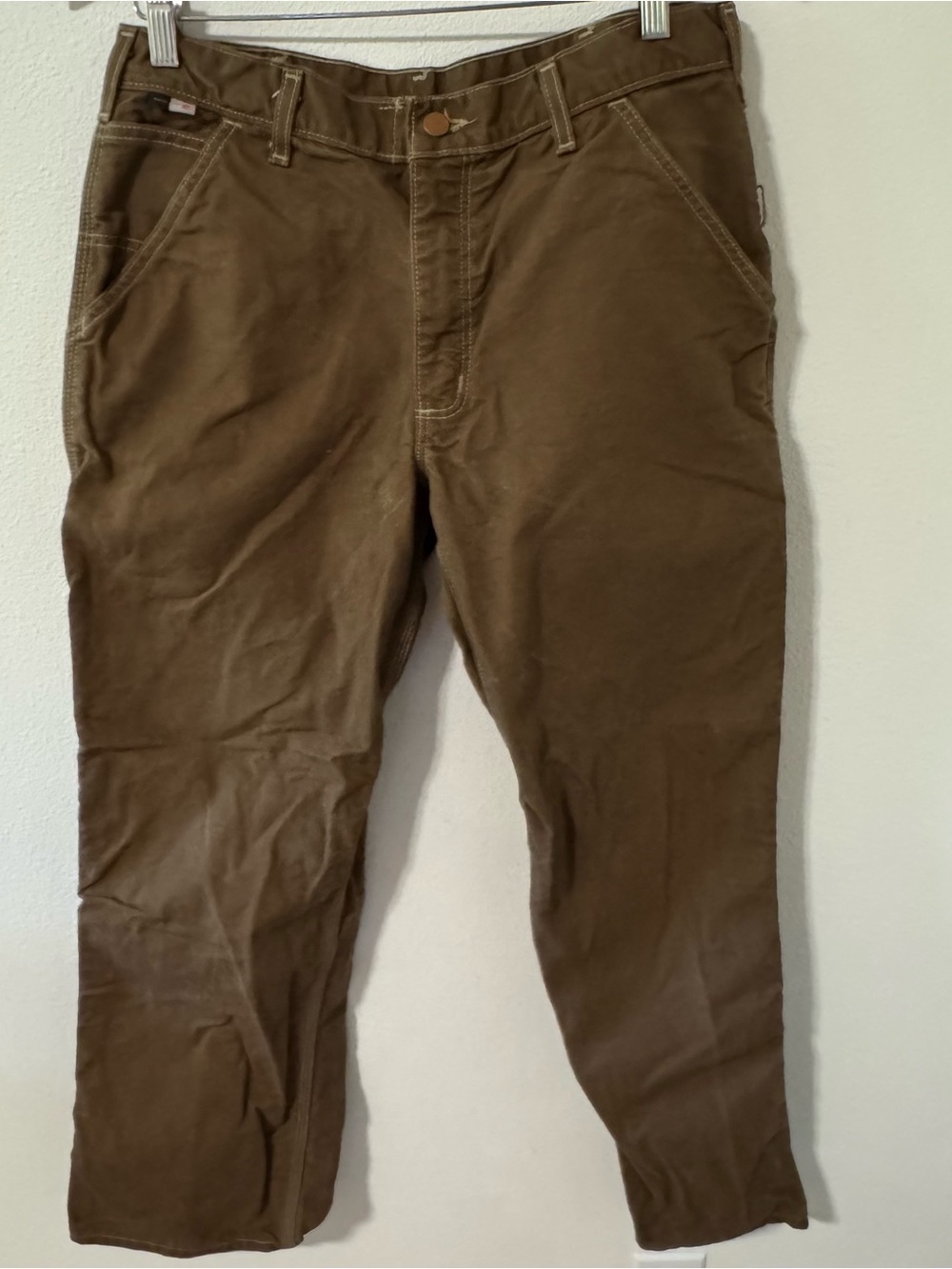 Carhartt FR Washed Duck Work Dungaree Pant Brown Fire Resistant Streetwear-32x30 - Picture 2 of 11